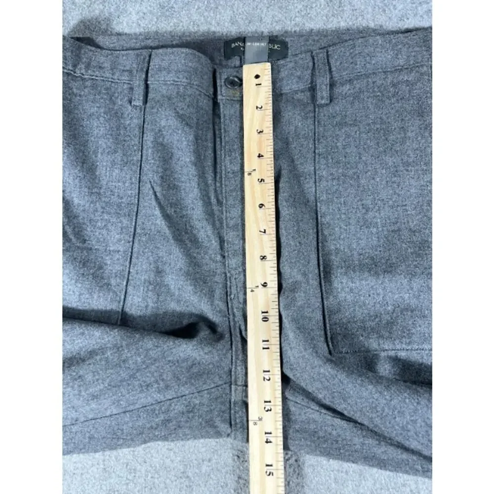 Banana Republic Wool Dress Pants Mens 38 Gray Fatigue Pocket Wide Leg Minimalist